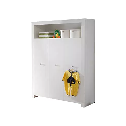 trendteam smart living - Kleiderschrank Schrank - Babyzimmer - Olivia - Aufbaumaß 130 x 186 x 54 cm - Farbe Weiß - 155361301