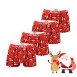 Trendy Boy Jungen Weihnachten Baumwolle Boxershorts Unterwäsche 2-14 Jahre Unterhose 4er-Pack Rote Farbe Neujahr Sonderkollektion Italienisches Design Ultra Soft