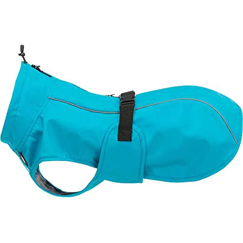 TRIXIE Regenmantel Vimy für Hunde L türkis Hunde-Regenjacke mit reflektierenden Elementen für mehr Sicherheit im Dunkeln bequem & verstellbar - 2981