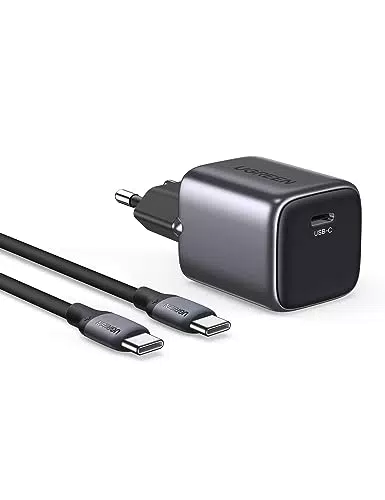 UGREEN Nexode 30W USB C Ladegerät mit 1m USB C auf USB C Kabel USB C Netzteil GaN Schnellladegerät kompatibel mit iPhone 15