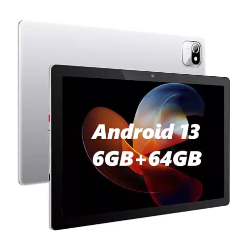 UIVY Tablet 10 Zoll Android 13 Quad Core 1280x800 IPS Touchscreen 5MP+8MP Dual-Kamera 64GB ROM 128GB SD Erweiterung