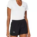 Under Armour Damen Kurz Fly by 2.0 2-In-1-Shorts, Black/Reflective 1356200-001