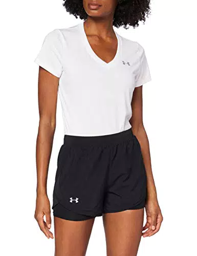 Under Armour Damen Kurz Fly by 2.0 2-In-1-Shorts, Black/Reflective 1356200-001