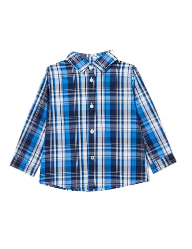 United Colors of Benetton Jungen 5DU6GQ00J Hemd, Schottisches Fantasieblau 93F
