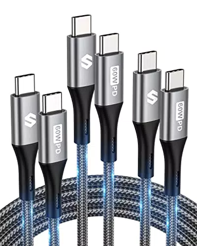 USB C auf USB C Kabel 60W 20V/3A, USB Typ C PD Ladekabel Nylon für iPad Air