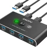 USB Switch, Aluminium USB KVM Switch 2 PC USB 3.0 Switch 2 Eingänge 4 Ausgänge
