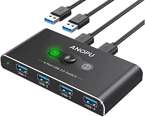 USB Switch, Aluminium USB KVM Switch 2 PC USB 3.0 Switch 2 Eingänge 4 Ausgänge