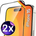 UTECTION 2x Full Screen Schutzglas für iPhone 15, Perfekte Passform vom deutschen Anbieter