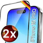 UTECTION 2X Full Screen Schutzglas für iPhone 15 PRO