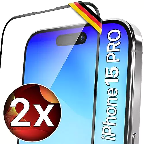 UTECTION 2X Full Screen Schutzglas für iPhone 15 PRO