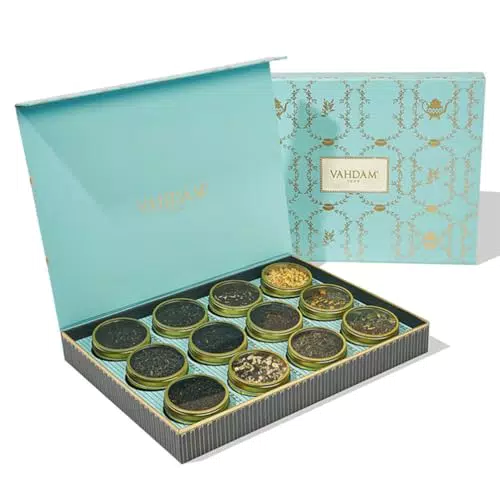 VAHDAM, Luxuriösen Tee Geschenkset - Bloom, 12 Tees - Grüner Tee