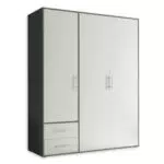 VALENCIA Kleiderschrank in Matera, Weiß - Vielseitiger Drehtürenschrank 3-türig mit viel Stauraum für Ihr Schlafzimmer - 155 x 195 x 60 cm