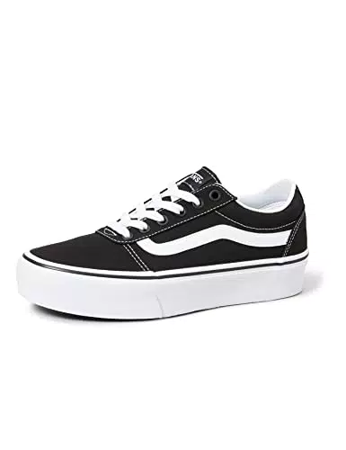 Vans Damen Ward Platform Canvas Sneaker, Schwarz Canvas Black White 187