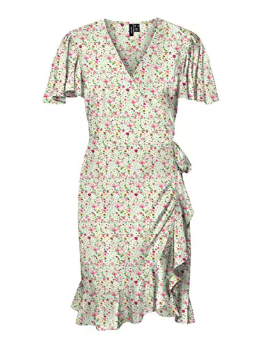 VERO MODA Women's VMEMMA Henna 2/4 Short WRAP Dress WVN GA Kleid