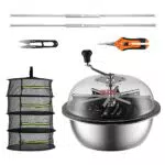 VEVOR 19 Erntemaschine Manuell Trimmer Blattschüssel-Trimmer mit Netztasche und 3 Arten von Edelstahl-Klingen zum Schneiden von nasse/trockene Pflanzen Tumble Cutter Bowl Erntemaschine Grow