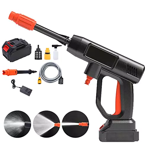 Vinteky Akku Hochdruckreiniger, 24V Max 45Bar 650 PSI Hochdruckreiniger mit Akku 3000 mAh für Autos