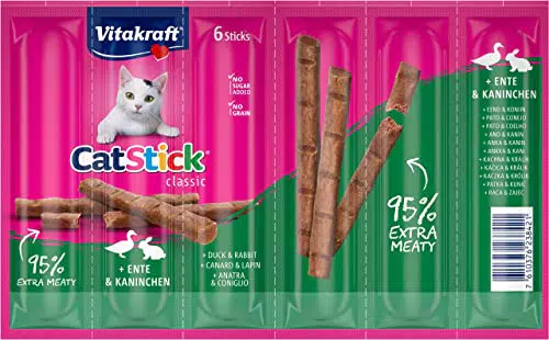 Vitakraft Cat Stick Classic, Katzensnack, fleischige Mini-Sticks