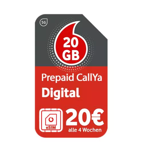 Vodafone Prepaid CallYa Digital eSIM, Jetzt dauerhaft 20 GB statt 15 GB Datenvolumen