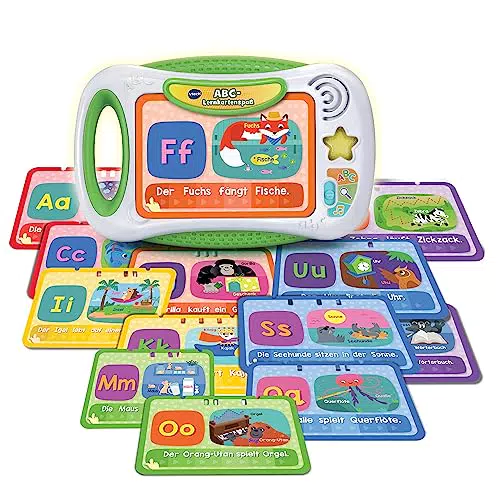 VTech ABC-Lernkartenspaß Lernkartenboard mit bedruckten Buchstabenkarten und Lerninhalten zu den Themen Buchstaben