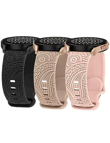 Wearlizer 3 Stück Floral Gravierte Armband Kompatibel mit Samsung Galaxy Watch 6/5/4 40mm 44mm Damen