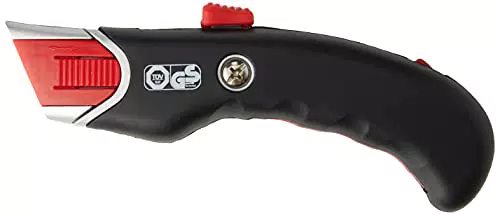 WEDO 78815 Safety Cuttermesser Premium Teppichmesser mit automatischem Klingenrückzug Paketmesser mit gummierter Griffzone Profi Cutter mit 19 mm Klinge