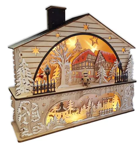 Wichtelstube-Kollektion Echtholz Weihnachtsdorf beleuchtete Weihnachtsdeko innen