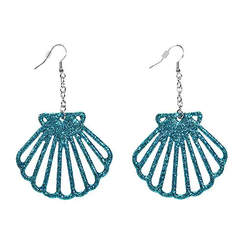 Widmann 12464 - Ohrringe in Muschelform, Glitter, Meerjungfrau