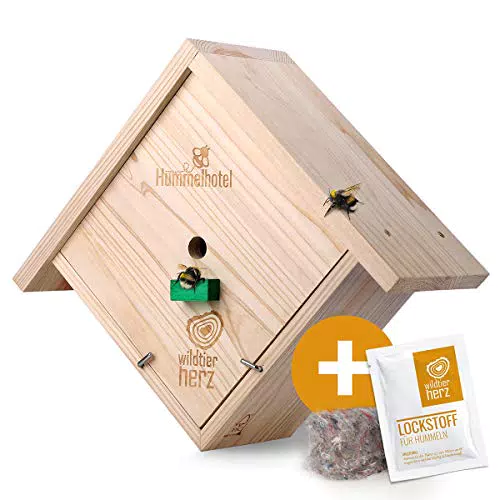 wildtier herz I Hummelhotel zum Aufhängen - inkl. Hummel Lockstoff + Nistmaterial