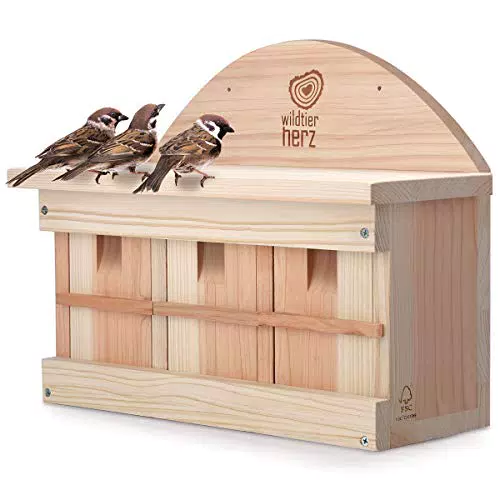wildtier herz I Nistkasten für Spatzen, Sperlinge nach NABU I 42cm x 32