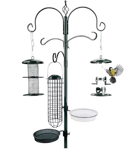 wildtier herz I Premium Futterstation 235 cm - aus pulverbeschichtetem Metall - Komplettset inkl. Futtersäulen Körner Erdnüsse