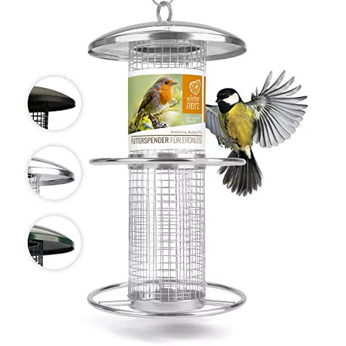 wildtier herz I Vogelfutterspender 26cm - Erdnussfutterspender aus rostfreiem Edelstahl