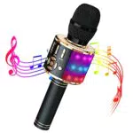 Wowstar Karaoke Mikrofon Kinder, Drahtloses Bluetooth Mikrofon Karaoke mit LED-Leuchten