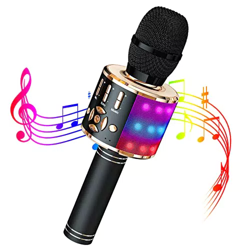 Wowstar Karaoke Mikrofon Kinder, Drahtloses Bluetooth Mikrofon Karaoke mit LED-Leuchten