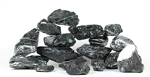 WYSKONT Steine für Aquarium oder Terrarium Naturdekoration für Aquarien Marine Ziersteine geeignet für Malawi und Tanganyika Biotypen stabilisieren pH-Wert 15 kg Dunkelgrau