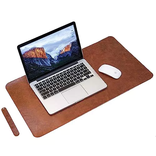 Yikda Schreibtischunterlage, Mauspad, PU-Leder Schreibtischunterlage Tischunterlage Schreibtischschutz für Büro/Heimspiele(Dunkelbraun 80 * 40cm)