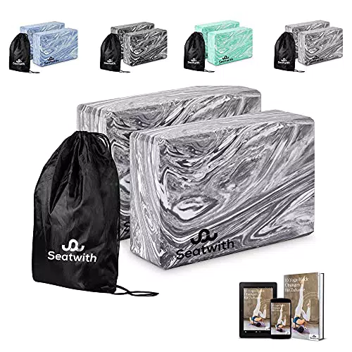 Yoga Block/Klotz 2er SET mit Transportbeutel + E-Book PDF optimal für Anfänger und Fortgeschrittene maximale Balance + Beweglichkeit bei Yoga Pilates Meditiation Fitness und Dehnübungen GRAU
