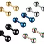 Yoodeet 5 Pairs of Mixed Colors High Polished Earrings Surgical Steel Ear Piercing Studs Earrings Sets 4mm