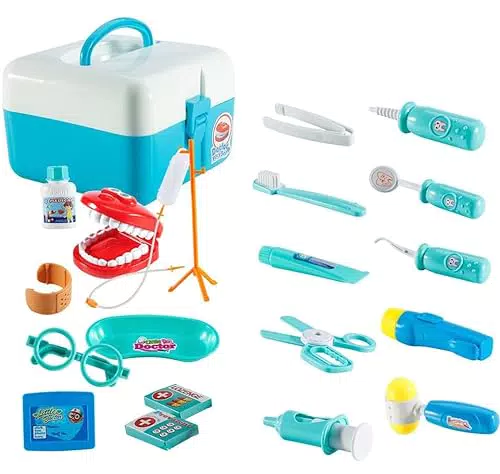 Zahnarzt Spielzeug Doktor Set für Kinder, 20PCS Rollenspiel Zahnarzt Werkzeug Set
