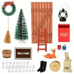 Zateety Wichteltür Set, Wichtel Zubehör Weihnachten 18PCS Miniatur Wichtelhaus Weihnachtsdeko Feentür für Kinder mit Wichtel Tür