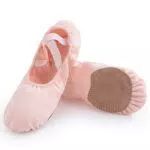 ZDQ Ballettschuhe Mädchen Gymnastikschuhe Damen Ballerina Schuhe Ballettschläppchen Kinder Ballett Schläppchen Tanzschuhe Turnschläppchen Frauen Tanzschlappen mit Ledersohle Rosa 23