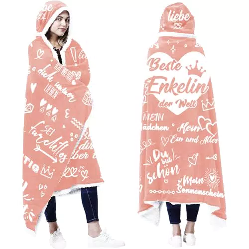 ZQYMM Geschenk für Enkelin, Sherpa Fleece Decke mit Ärmeln als Geschenke für Enkelin von Oma Opa