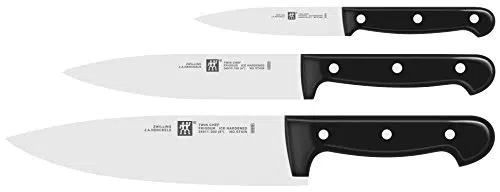ZWILLING Twin Chef Messer-Set, 3-teilig, Rostfreier Spezialstahl/Kunststoff-Griff im Nietendesign