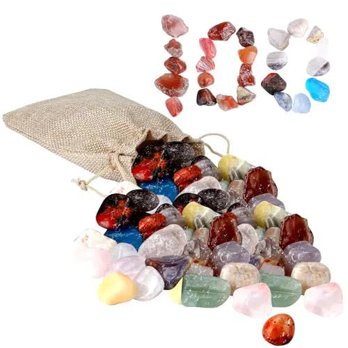 100 Stück Edelsteine Ø ca. 912 mm Halbedelsteine zur Schatzsuche edelsteine set für Edelsteinspiel edelstein dekoration mit Stoffsack Edelsteine für hus bao kalaha steinchenspiel