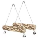 2 Stück Pet Birds Papageien Holz Schaukel Stand Bar Sicherheitsspielzeug mit Haken Schaukel Kauen Beißen Spielbank für Aras Sittiche Papageien Nymphensittiche Conures