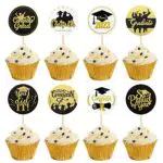 24 Stück 2023 Graduation Cupcake Toppers Glitter Klasse von 2023 Graduation Cap Diplom Cupcake Picks 2023 Graduation Theme Party Kuchen Dekorationen Supplies