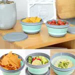 3 Stück Faltbare Camping Schüssel 300/600/1000 ml Faltschüssel mit Deckel Tragbare Schüssel Salatschüssel Runde Aufbewahrungsbox für Lebensmittel für Wandern Camping Schule Büro Picknick