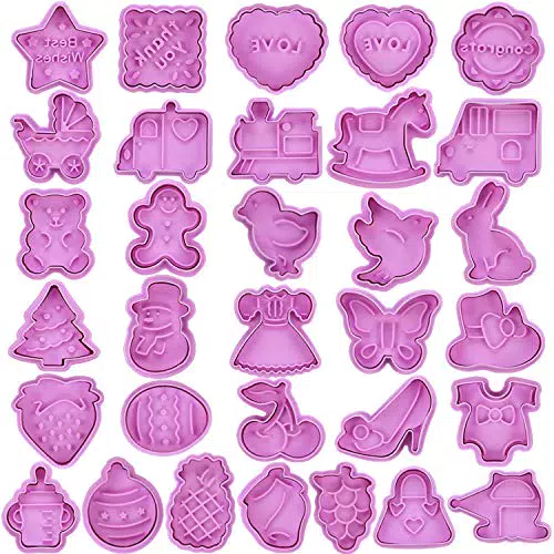 32 Stück Ausstechformen Set, Rosa Ausstecher Plätzchenausstecher für Cookie Fondant Schokoladen