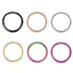 6 Stück G23 Titan Nasenringe Hoop 18G Durchmesser 9mm Scharnier Segment Ring Lippenring Conch Daith Helix Rook Tragus Lobe Snug Ear Body Piercing Ringe Schmuck