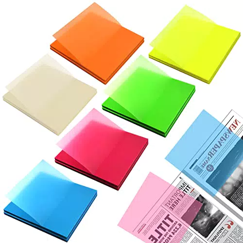 600 Blätter Transparente Haftnotizen 12er Pack Bunte Transparent Sticky Notes Durchsichtige Sticky Notes Wasserdicht Selbstklebende Memorandum Haftnotizen für Studenten