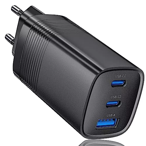 65W USB C Ladegerät, 3-Port Netzteil mit USB-C und USB-A Schnellladegerät